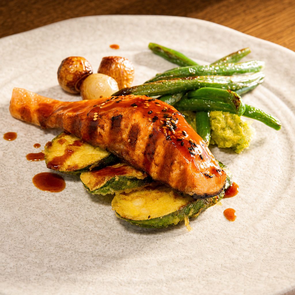 Sweet Soy Glazed Salmon.