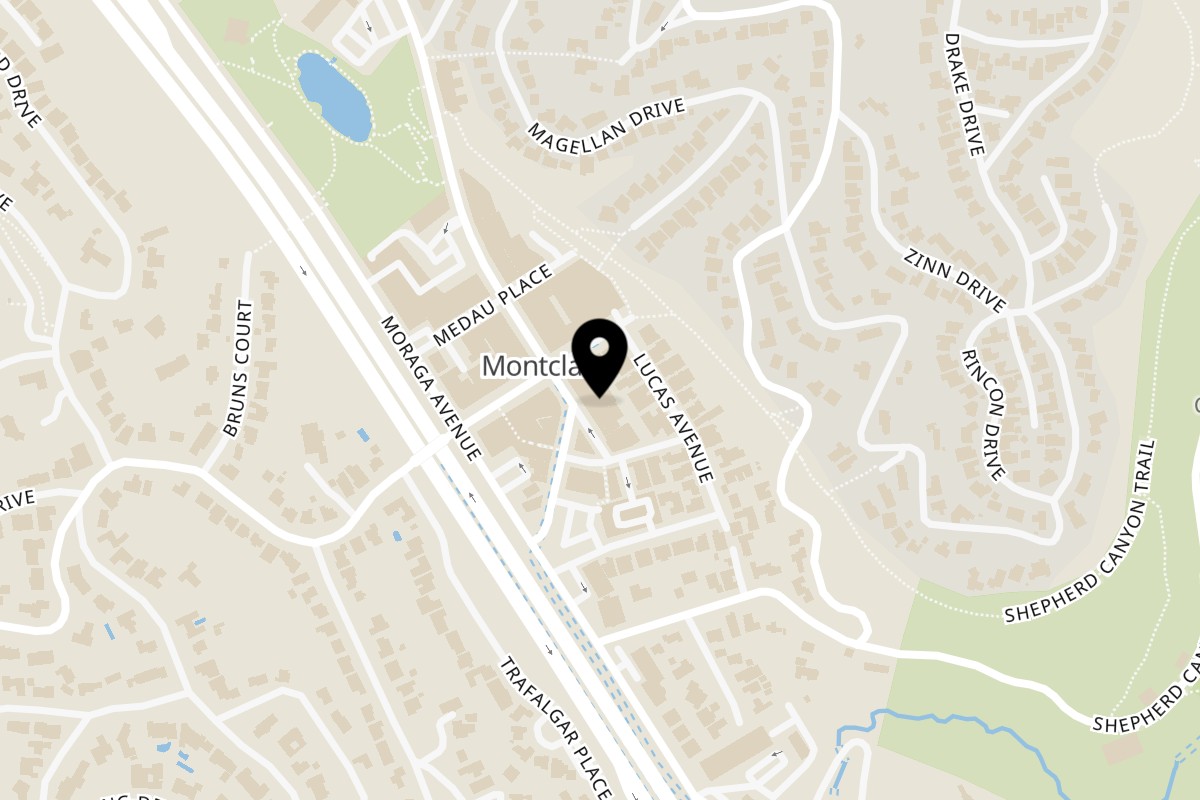 Map showing the location of Kakui Sushi on 2060 Mountain Blvd in Oakland